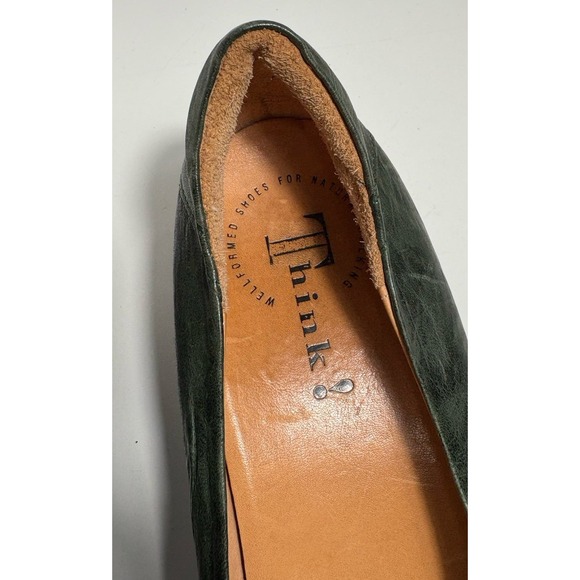 Think! Womens Italian Leather Pumps Green Size 41 Classic Flower Design Nature - Picture 6 of 12